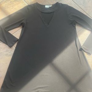 Long sleeve black dress with keyhole neck